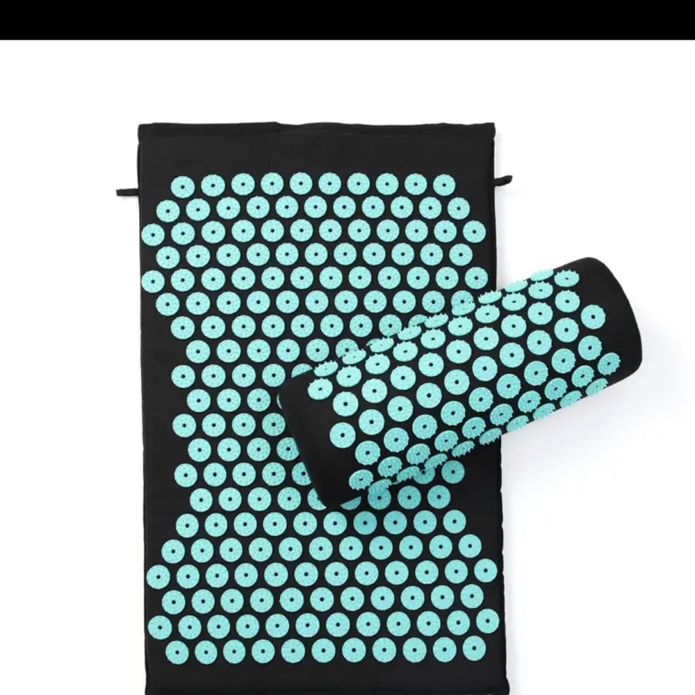Acupressure Massage Mat and Pillow Set - Black with Teal Discs